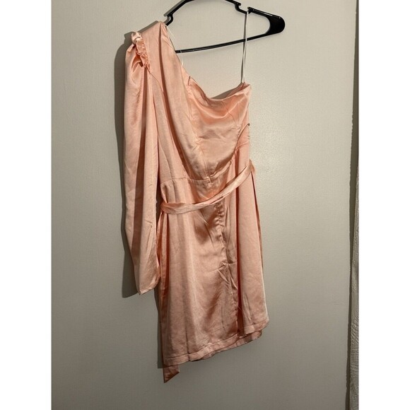 Red Dress Boutique Aakaa Wish For More One Shoulder Satin Dress Size L Coquette - Picture 4 of 10